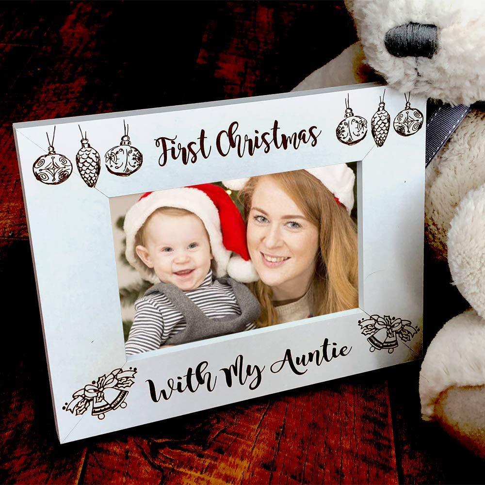 White Wooden First Christmas With My Auntie Photo Frame Gift - ukgiftstoreonline