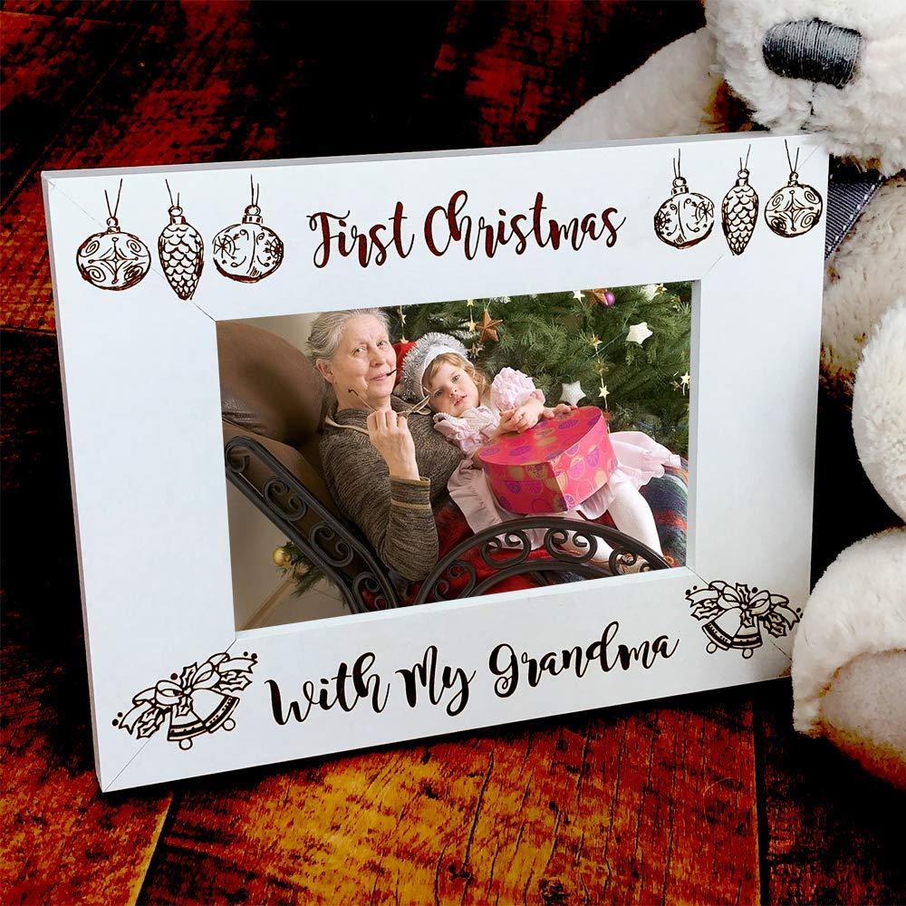 White Wooden First Christmas With My Grandma Photo Frame Gift - ukgiftstoreonline