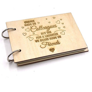 Wooden Front Colleagues to Friends Guest Book or Scrap Book - ukgiftstoreonline