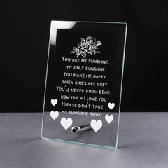 You Are My Sunshine Sentiment Gift Glass Plaque - ukgiftstoreonline
